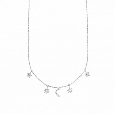 Round neck in 18k White Gold with Pendants