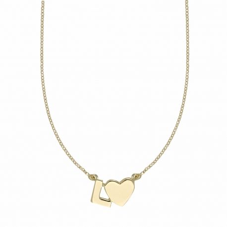 Cuello redondo con carta y corazón en oro amarillo 18k