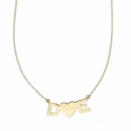 Yellow Gold Necklace 18k With Letters and Heart