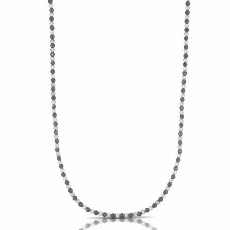 Choker met bollen in 18k witgoud en zwarte onyx