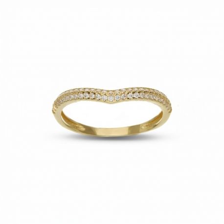 Anel de ouro amarelo 18k com Zirconia