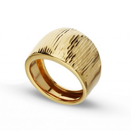 Anello a Fascia Ondulata in Oro Giallo 18k da Donna