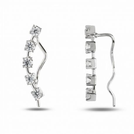 Climber Earrings in 18k White Gold with White Zirconia