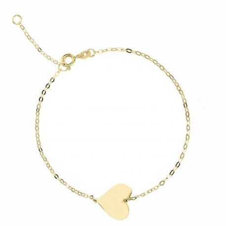 18k Yellow Gold Bracelet with Flat Heart