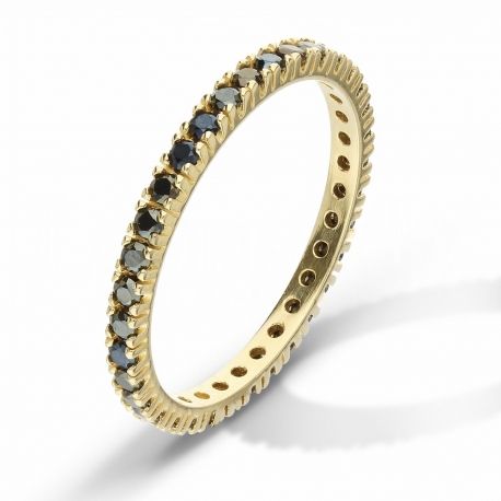 Yellow Gold Veretta 18k with Black Zirconia