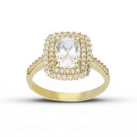 Anillo de Oro Amarillo de 18k con Circonitas Blancas