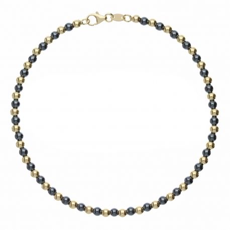 Bracciale Pallinato Ematite e Oro Giallo 18k