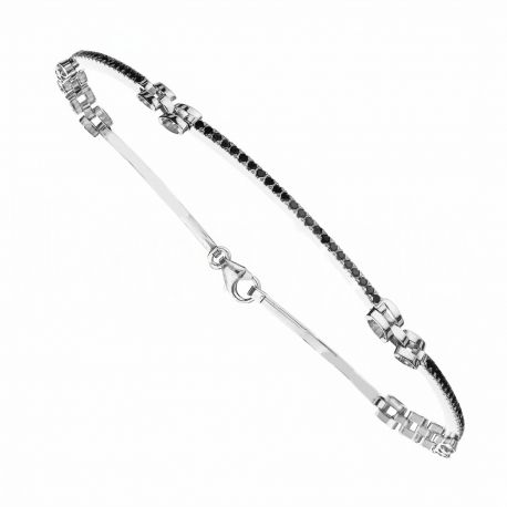 18k White Gold Bracelet with Black Stones