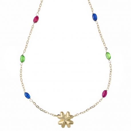 Yellow Gold 18k Necklace with Colored Stones