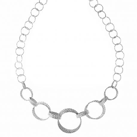 Collier avec cercles de diamant en or blanc 18k