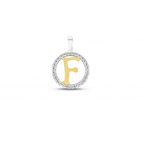 Lettre de Pendentif F en Or 18 Carats