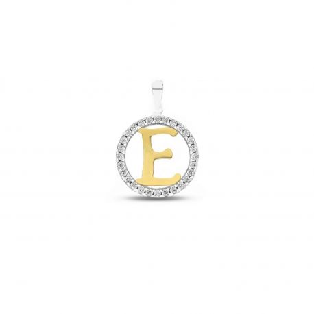 Lettre de Pendentif E en Or 18 Carats