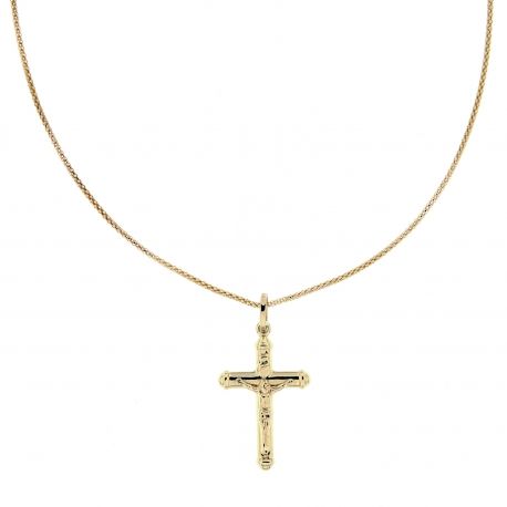 Collier jaune or 18 Carats avec croix