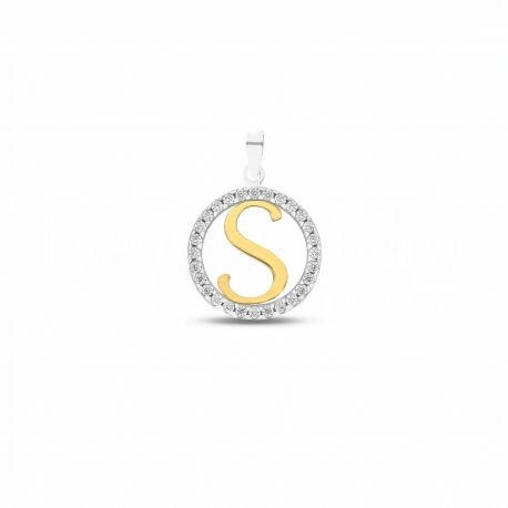 Lettre de Pendentif S en Or 18 Carats