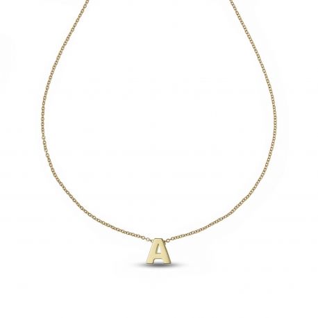 Necklace with Letter A in Yellow Gold 18k