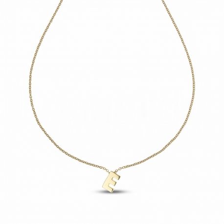 Collana con Lettera E in Oro Giallo 18k