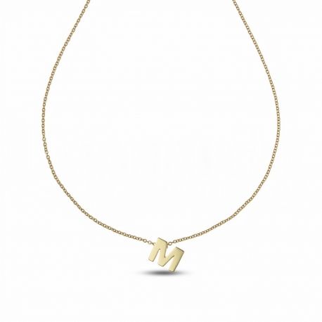 Necklace with Letter M in Yellow Gold 18k