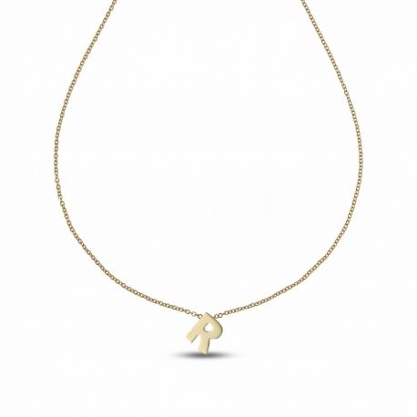 Necklace with Letter R in Yellow Gold 18k