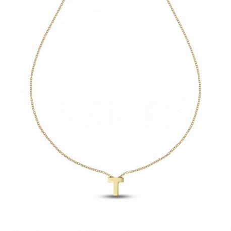 Bokstaven T-halsband i 18k gult guld