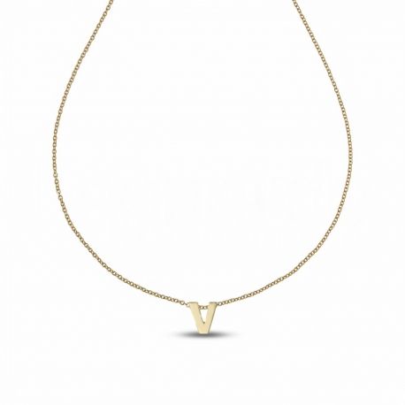 Necklace with Letter V in Yellow Gold 18k