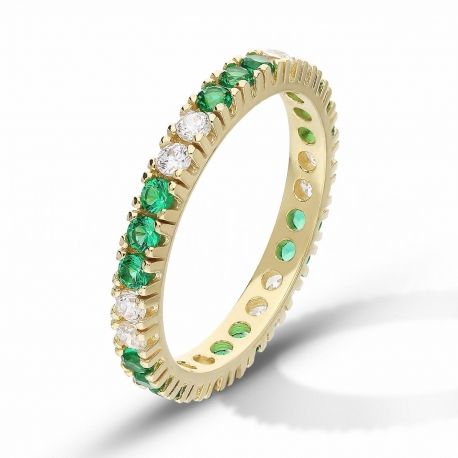 Ring Veretta Oro Giallo 18k ile Zirconi ve Bianchi