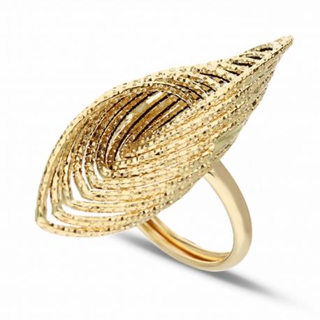 Ovale ring in gele goud 18k met 9 draden