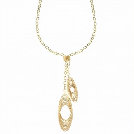 18k Yellow Gold Crew Necklace with Pendants