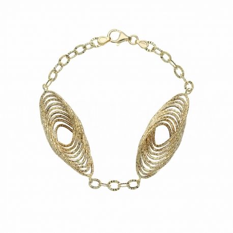 Pulseira oval feminina de 9 fios em ouro amarelo 18K