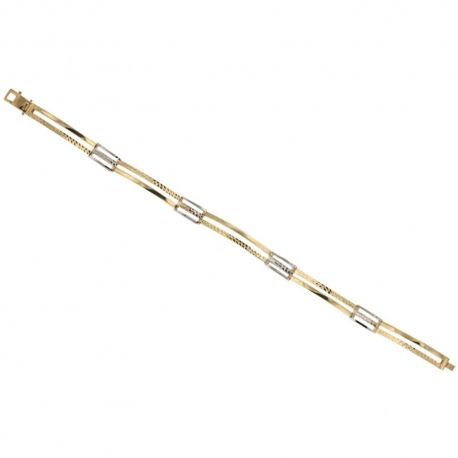 Armband van 18 kt 750/1000 goud met afwisselende platen, gepolijste en gehamerde afwerking