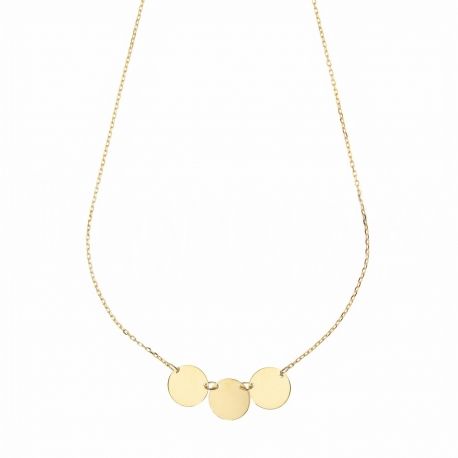 Round neck necklace with medals in 18k yellow gold