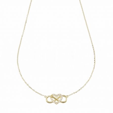 Coeur de collier et Infinite tressé en or jaune 18k avec Zircon blanc