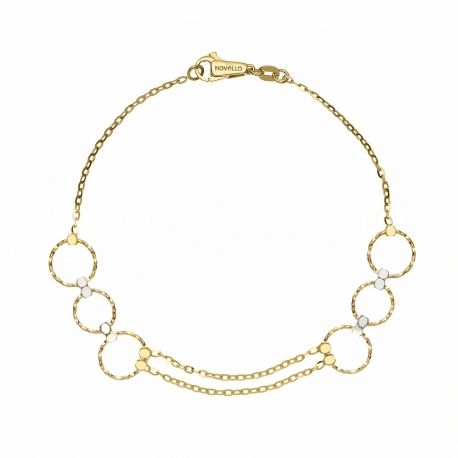 Bracciale a Catena con Cerchi e cubetti in Oro Giallo e Oro Bianco 18k