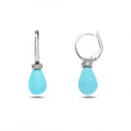 Earrings 18k wit turquoise goud