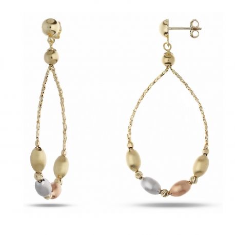 Earrings in Yellow Gold, White and Pink 18k