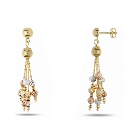 Earrings Yellow Gold, White and Pink 18k