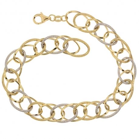 Bracciale in oro giallo e bianco 18 Kt 750/1000 a catena lucida e puntinata