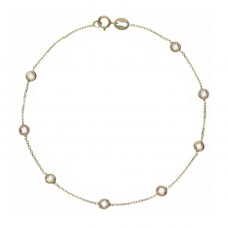 Bracelet avec Pierres blanches or jaune 18k