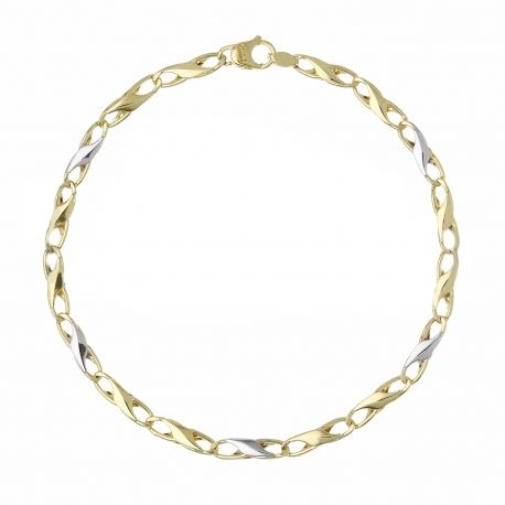 Bracelet chaîne jaune or et or blanc 18k