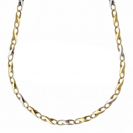 Chain Necklace Yellow Gold and White 18 Carats