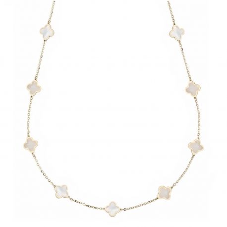 Necklace Quadrifogli with Mother of Pearl in Yellow Gold 18 Carats