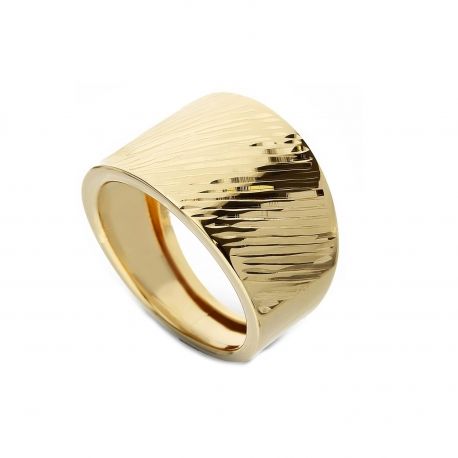 Yellow Gold Striped Ring 18k