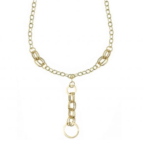 Chain choker ketting met hanger in 18K geel goud