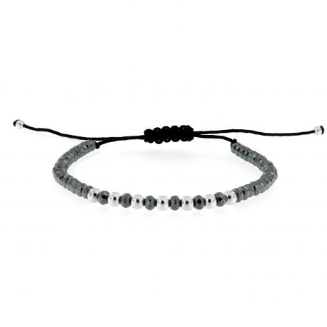 Bracciale con Sfere Ematite e Oro Bianco 18k