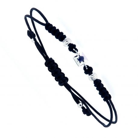 Herenarmband van 18k witgoud en blauwe saffier