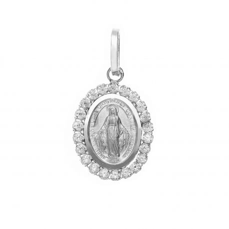 Madonna Miraculous pendant i 18k hvitt gull