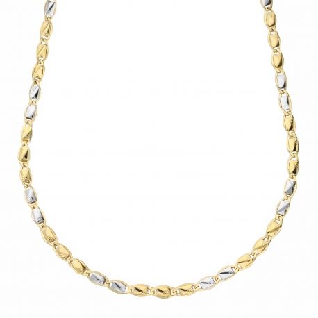 Men's Necklace in White Gold and Yellow 18 Carats