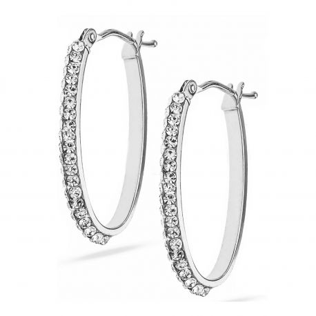 18 k White Gold Hoop korvakorut Swarovskilla