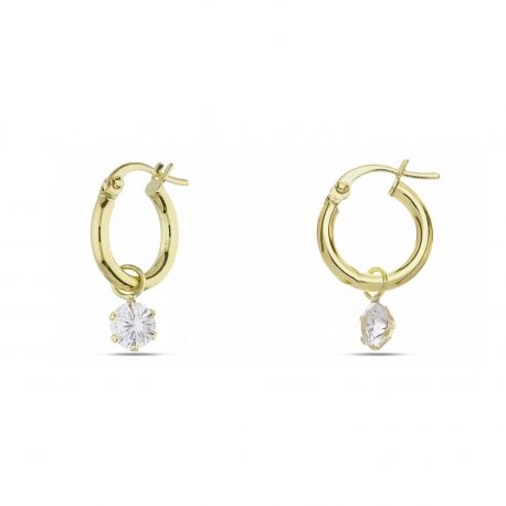 Earrings with White Stone in Yellow Gold 18k