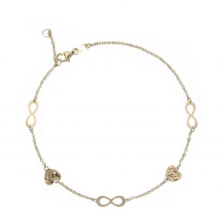 Bracelet coeur et infini en or jaune 18 Carats