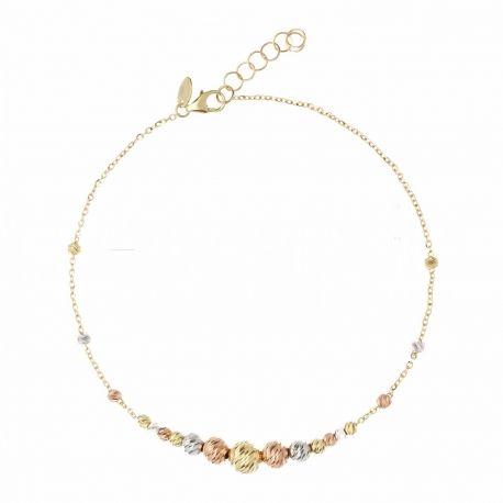 Bracciale con Sfere a Scalare in Oro Giallo, Bianco e Rosa 18k